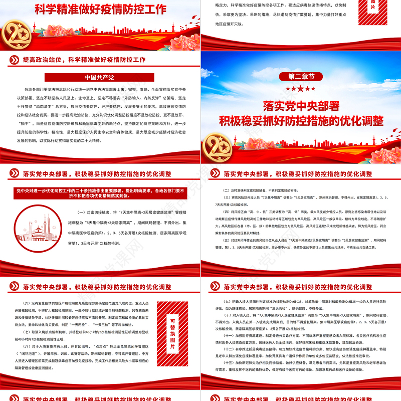 大气党建风关于进一步优化新冠肺炎疫情防控措施科学精准做好防控工作的通知PPT课件