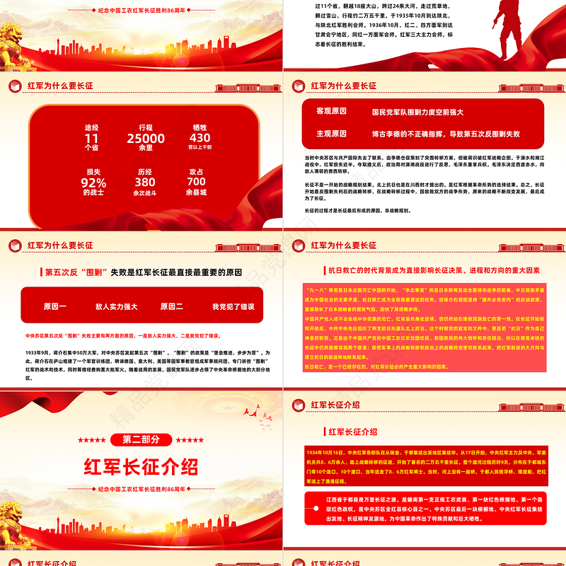 2023长征胜利97周年PPT党政风长征精神永芳光芒纪念中国工农红军长征胜利87周年专题党课课件模板下载