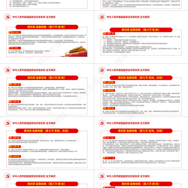 中华人民共和国监察法实施条例解读PPT红色简洁政党风专题党课课件