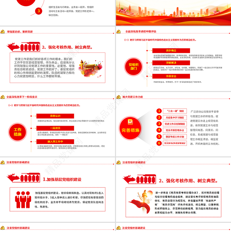 2021党支部党员大会PPT党政风优质基层党组织党务工作总结问题分析及工作计划党课模板下载