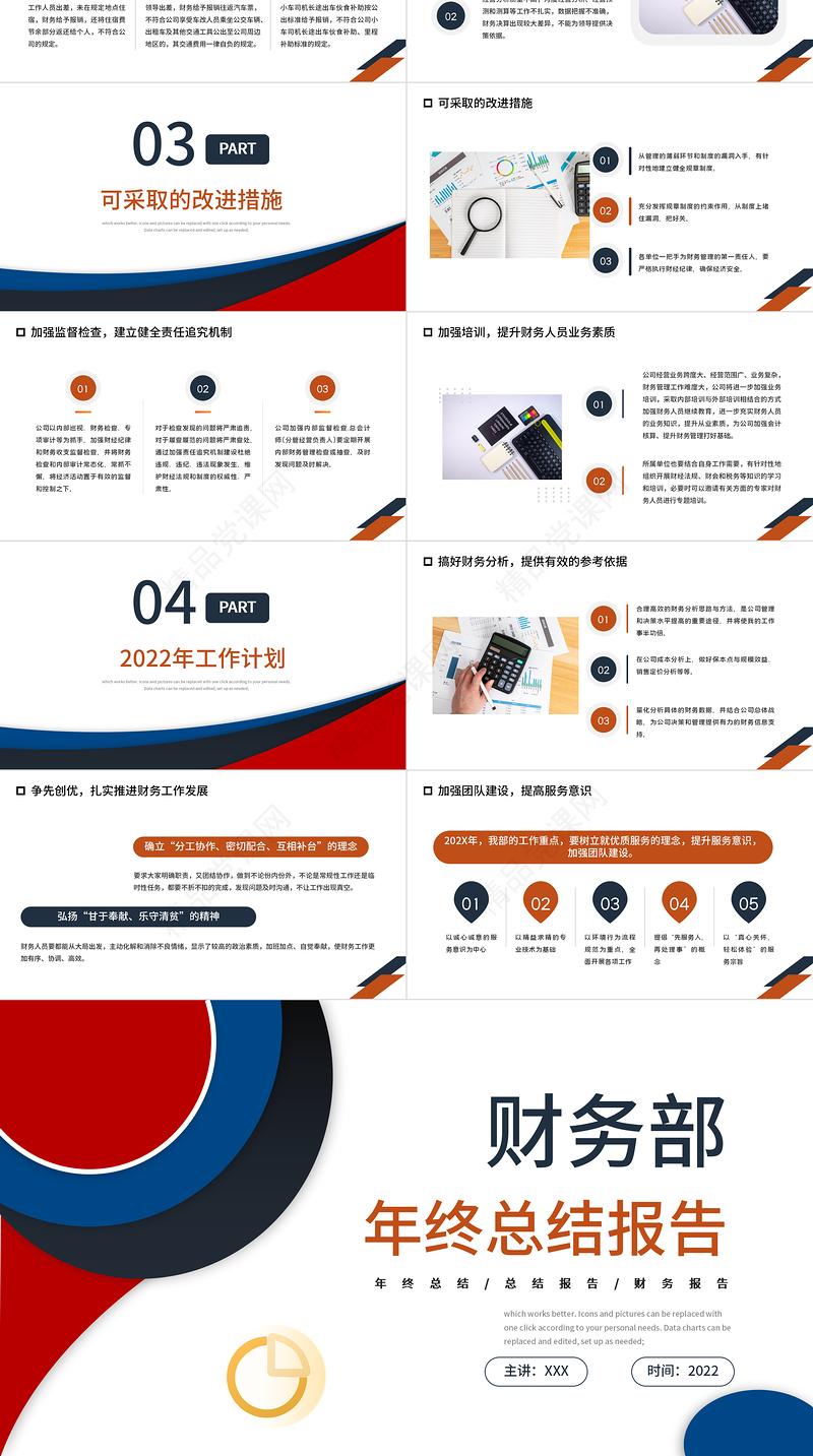 财务部年终总结PPT简明商务风企业财务部门年度工作总结述职报告会计出纳工作报告模板