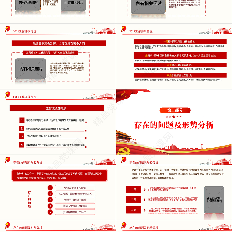 年终党建工作总结PPT优质简约基层党组织党支部年度工作汇报新年工作计划述职述廉报告模板