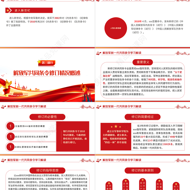 红色党政风解放军新一代共同条令学习解读PPT专题党课课件模板