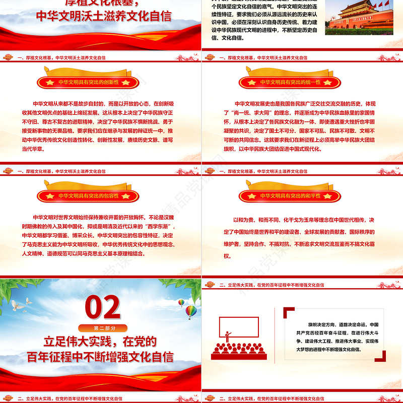 2023坚定文化自信建设社会主义文化强国ppt大气精美深入学习习近平文化思想党支部党组织党员学习培训党课课件