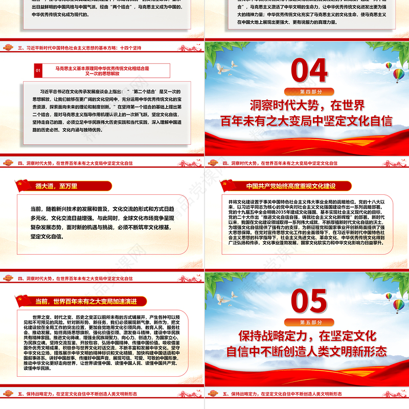2023坚定文化自信建设社会主义文化强国ppt大气精美深入学习习近平文化思想党支部党组织党员学习培训党课课件