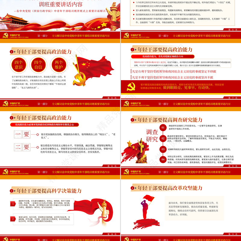 优质党建风中青年干部培训班讲话年轻干部要提高七种能力党课PPT