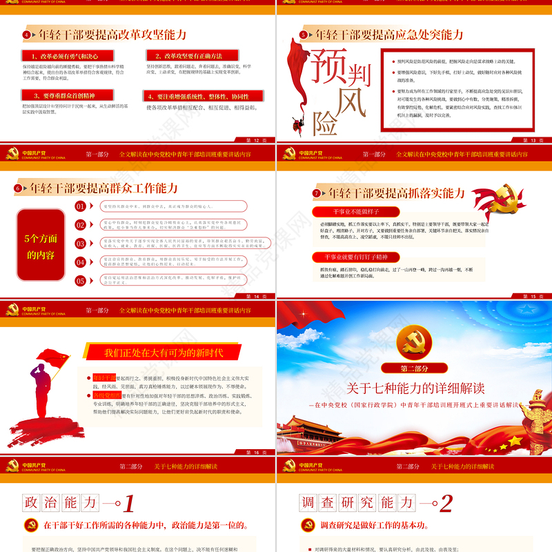 优质党建风中青年干部培训班讲话年轻干部要提高七种能力党课PPT