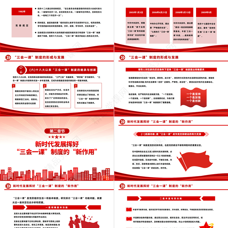 2023关于三会一课制度PPT党政风坚持党要管党从严治党方针专题党课课件模板下载