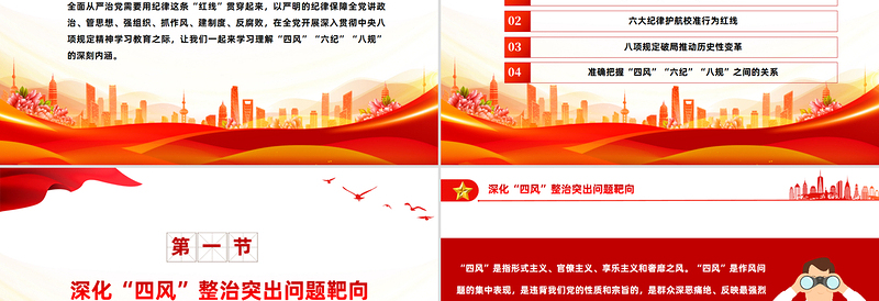 党政风四风六纪八规党的作风建设党课PPT课件