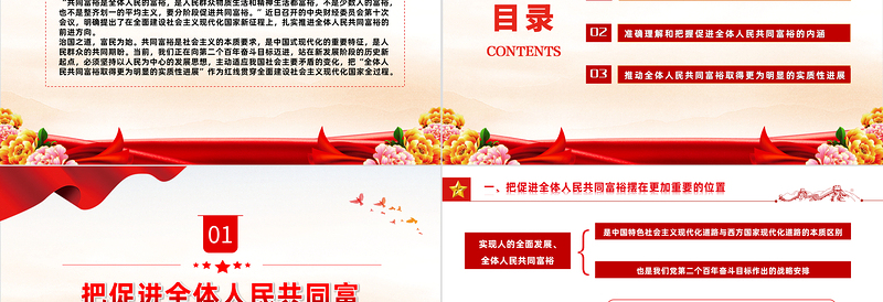 沿着中国现代化道路走共同富裕PPT党建风党员干部学习教育专题党课模板