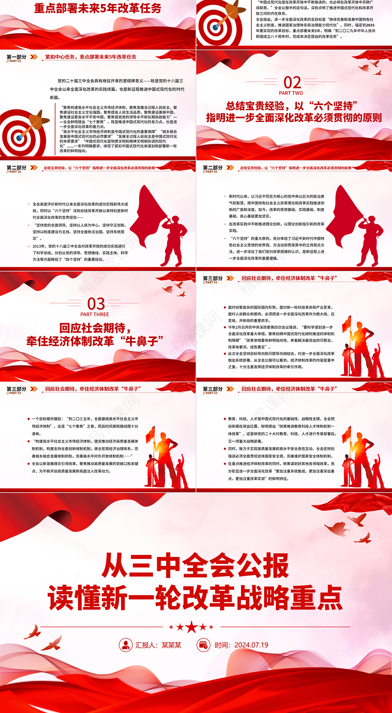 2024年从三中全会公报读懂新一轮改革战略重点时政专题党课PPT课件