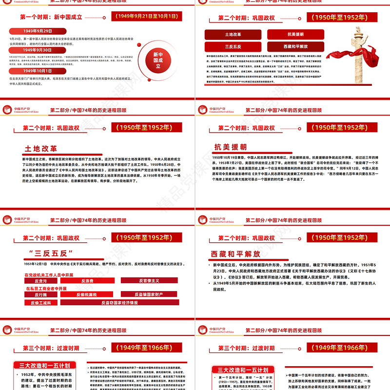 2023新中国74年伟大契机PPT党政风党支部庆祝中华人民共和国成立74周年国史学习专题党课课件模板下载