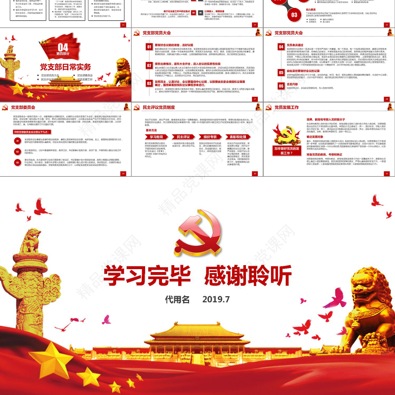 2019党支部党员培训党建党务PPT模板