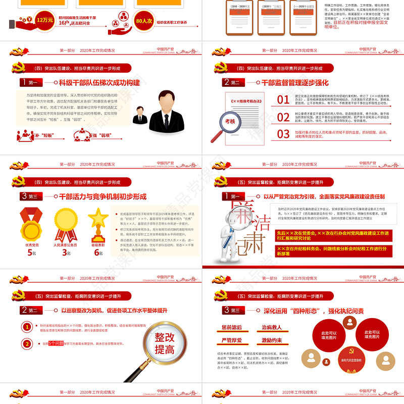 党支部工作总结PPT党政风优质基层党组织工作汇报述职报告党建工作模板