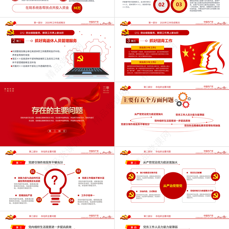 党支部工作总结PPT党政风优质基层党组织工作汇报述职报告党建工作模板