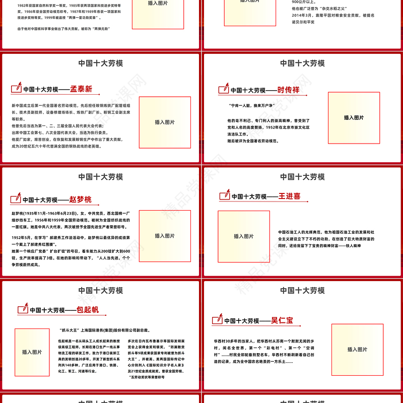 2023劳动模范人物PPT简约风弘扬劳动模范精神争做时代青年先锋专题劳模精神专题党课课件模板