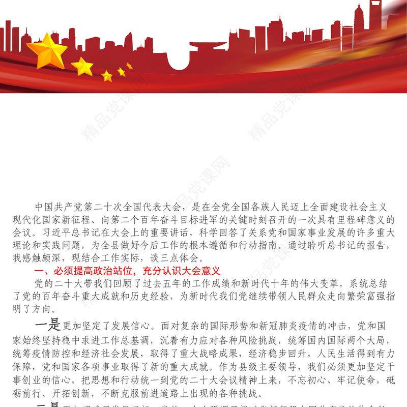 某县长学习党的二十大会议精神心得体会