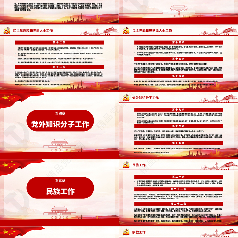 红色简约大气党政风认真遵照执行统一战线工作条则ppt