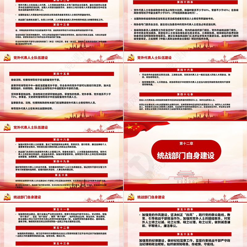 红色简约大气党政风认真遵照执行统一战线工作条则ppt