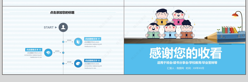 卡通幼儿园读书分享阅读课件PPT模板