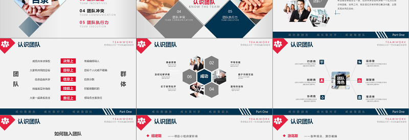 深蓝简约大气商务风企业团队组建团队管理培训ppt模板