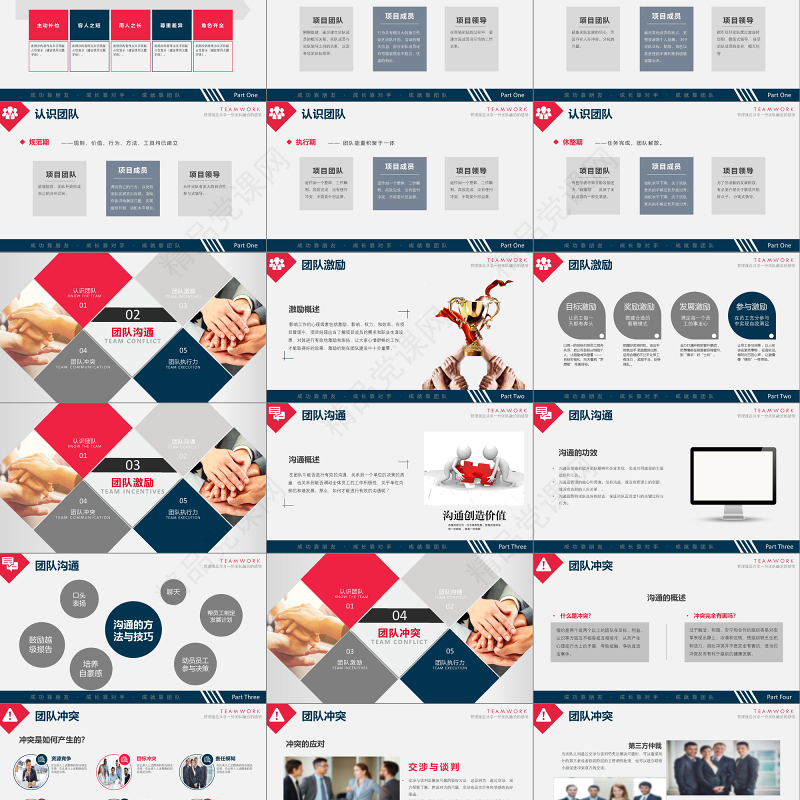 深蓝简约大气商务风企业团队组建团队管理培训ppt模板