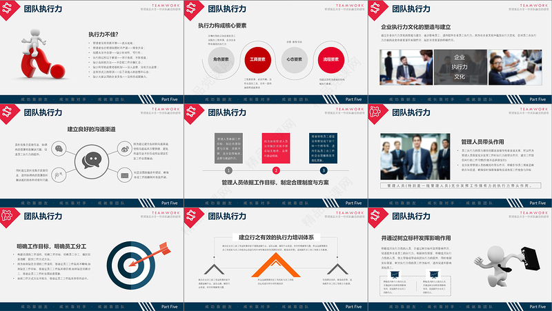 深蓝简约大气商务风企业团队组建团队管理培训ppt模板