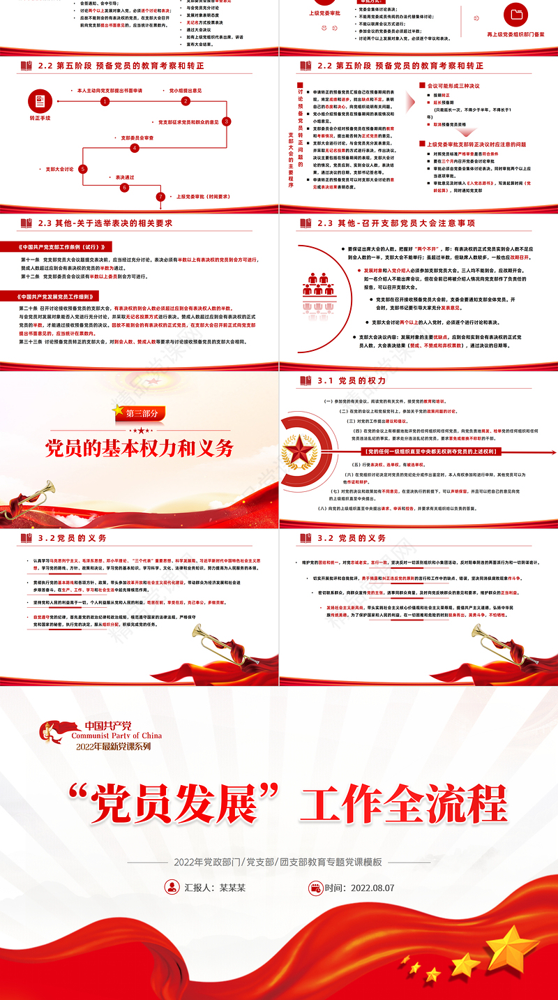 党员发展工作全流程PPT党政风入党流程党员发展工作全流程课件模板