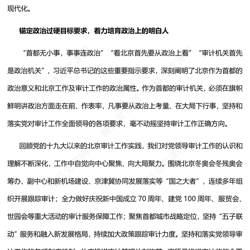 2023建设堪当重任的审计干部队伍PPT大气精美风党员干部学习教育专题党课课件模板(讲稿)