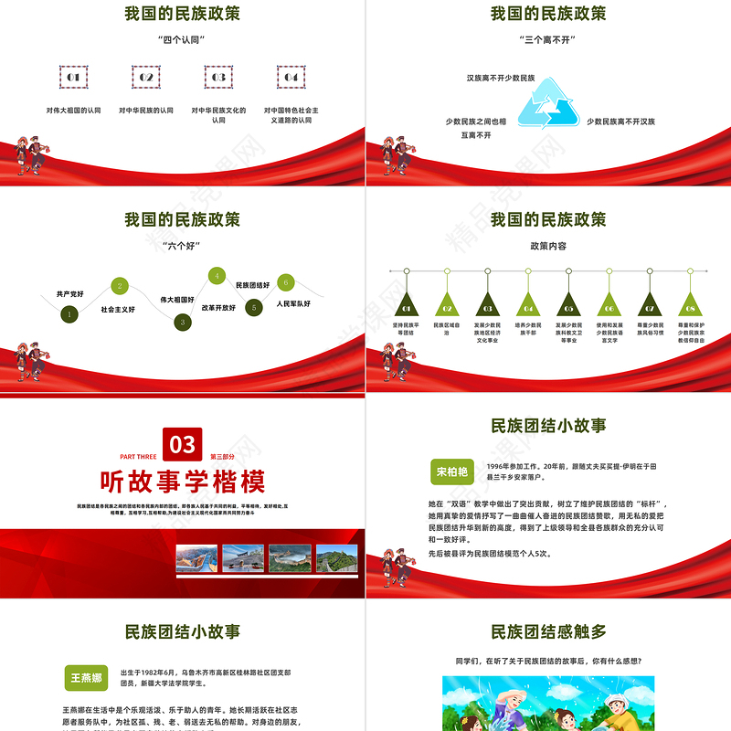 2022石榴花开别样红籽籽同心一家亲PPT民族团结一家亲主题班会课件模板