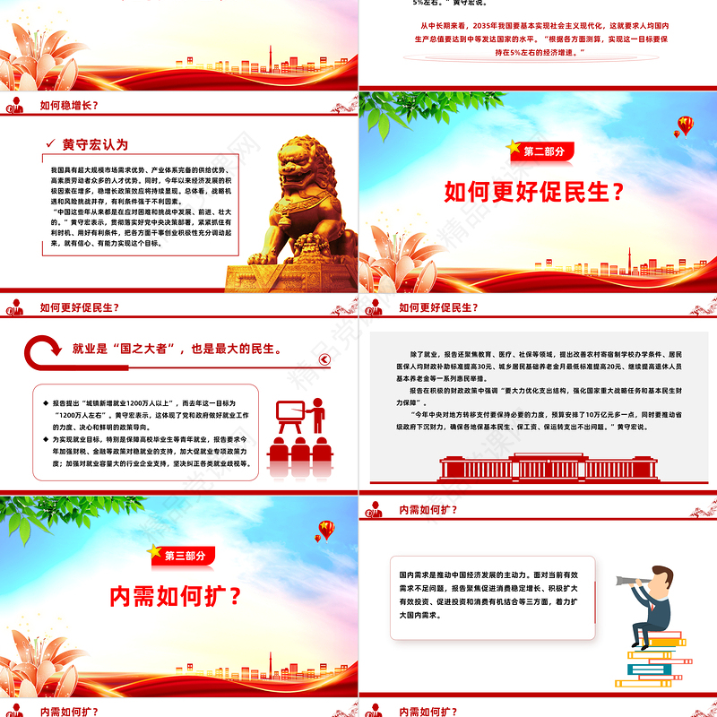 2024两会政府工作报告新部署权威解读PPT党建风两会主题微党课