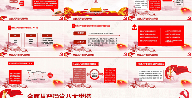 践行新思想拥抱新时代新理念新举措新要求全面从严治党十九大学习报告动态PPT模板