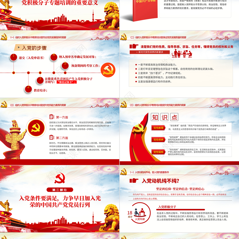 入党积极分子专题培训PPT党政风党支部党政在入党积极分子培训班上的专题辅导课件模板