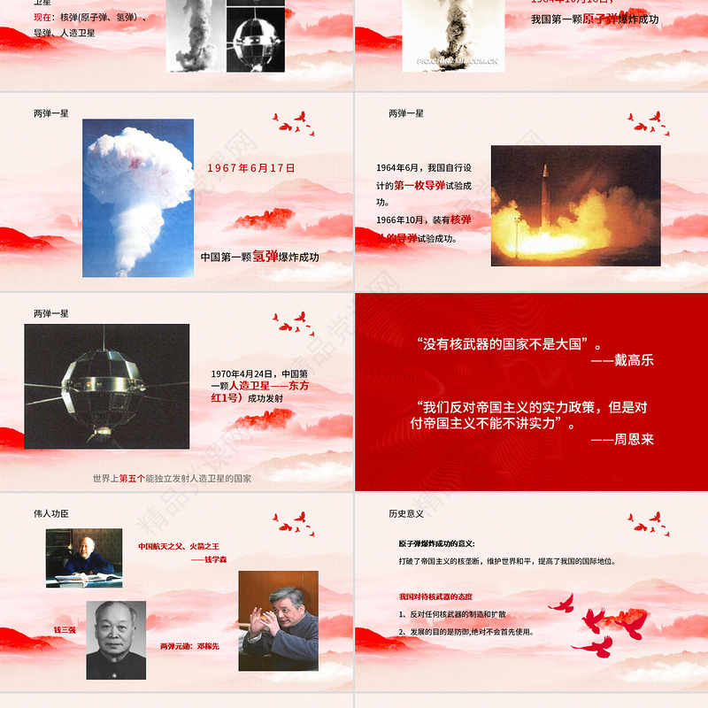 简约党建风两弹一星精神专题党课PPT