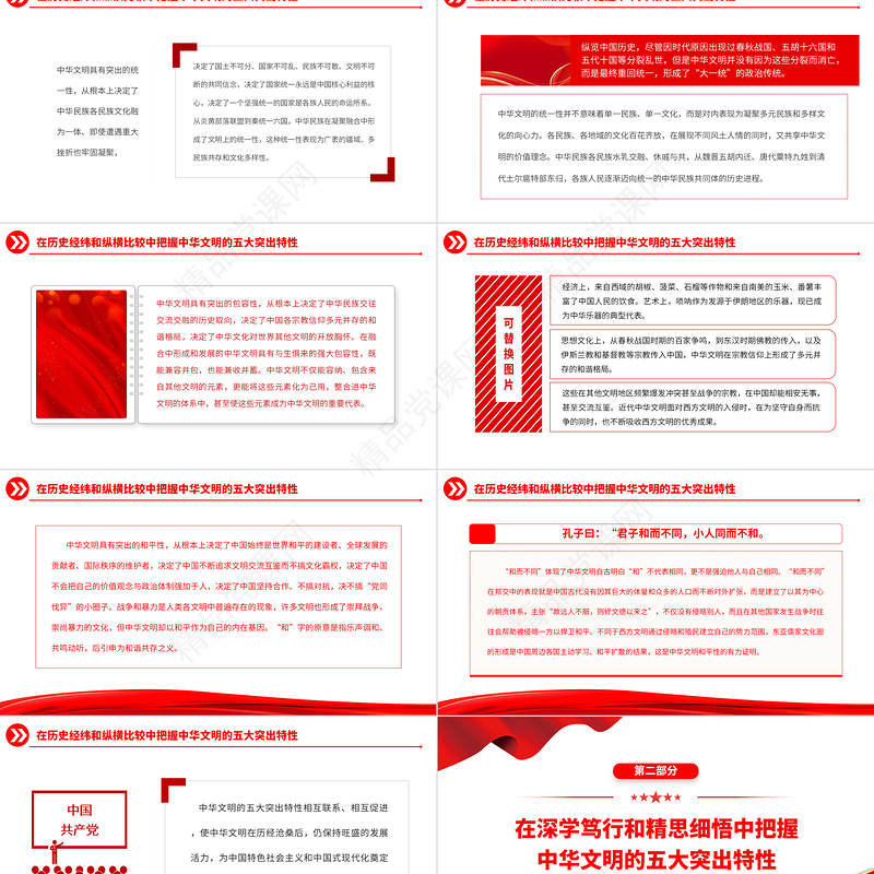 2023深入把握中华文明的五大突出特性PPT大气精美风党员干部学习教育专题党课课件