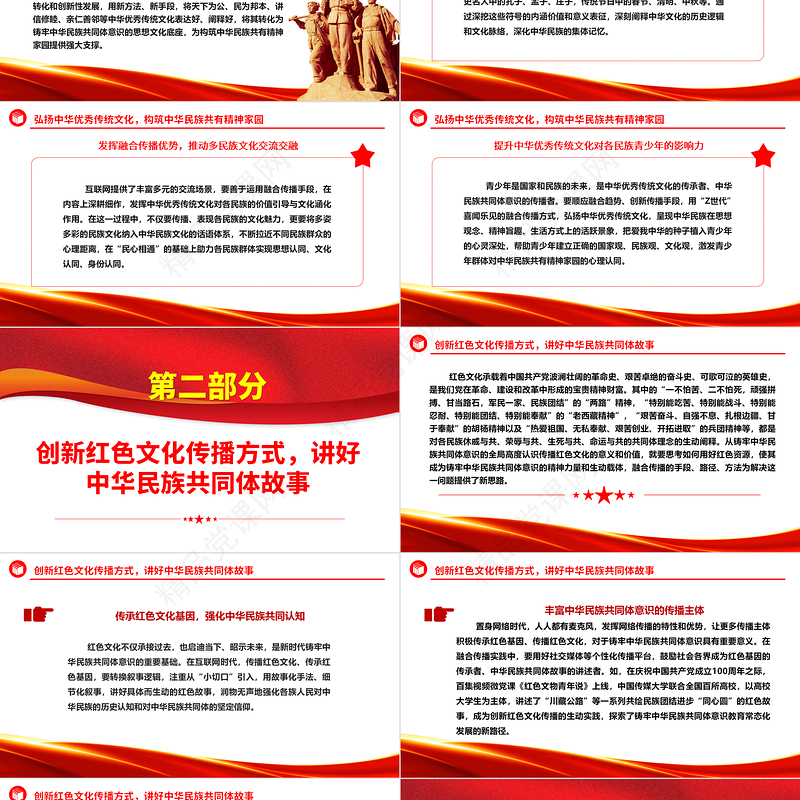 2023以融合传播铸牢中华民族共同体意识PPT精美红色大气做好新时代宣传文化工作基层党员干部党课培训课件