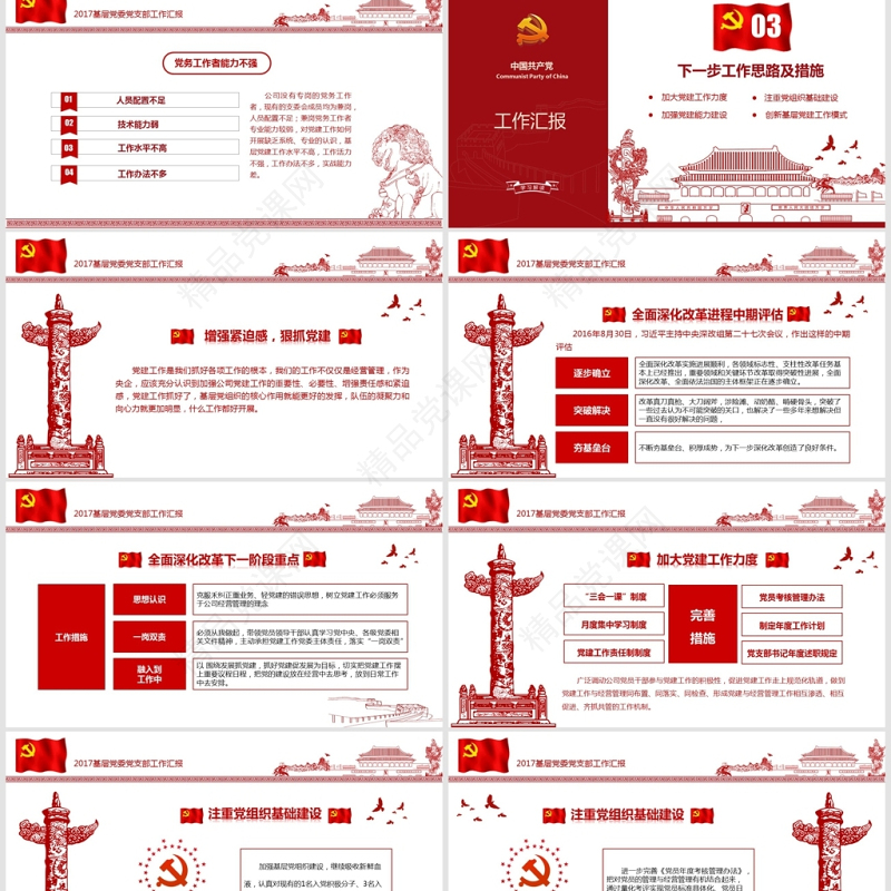 党支部党委工作报告PPT模板