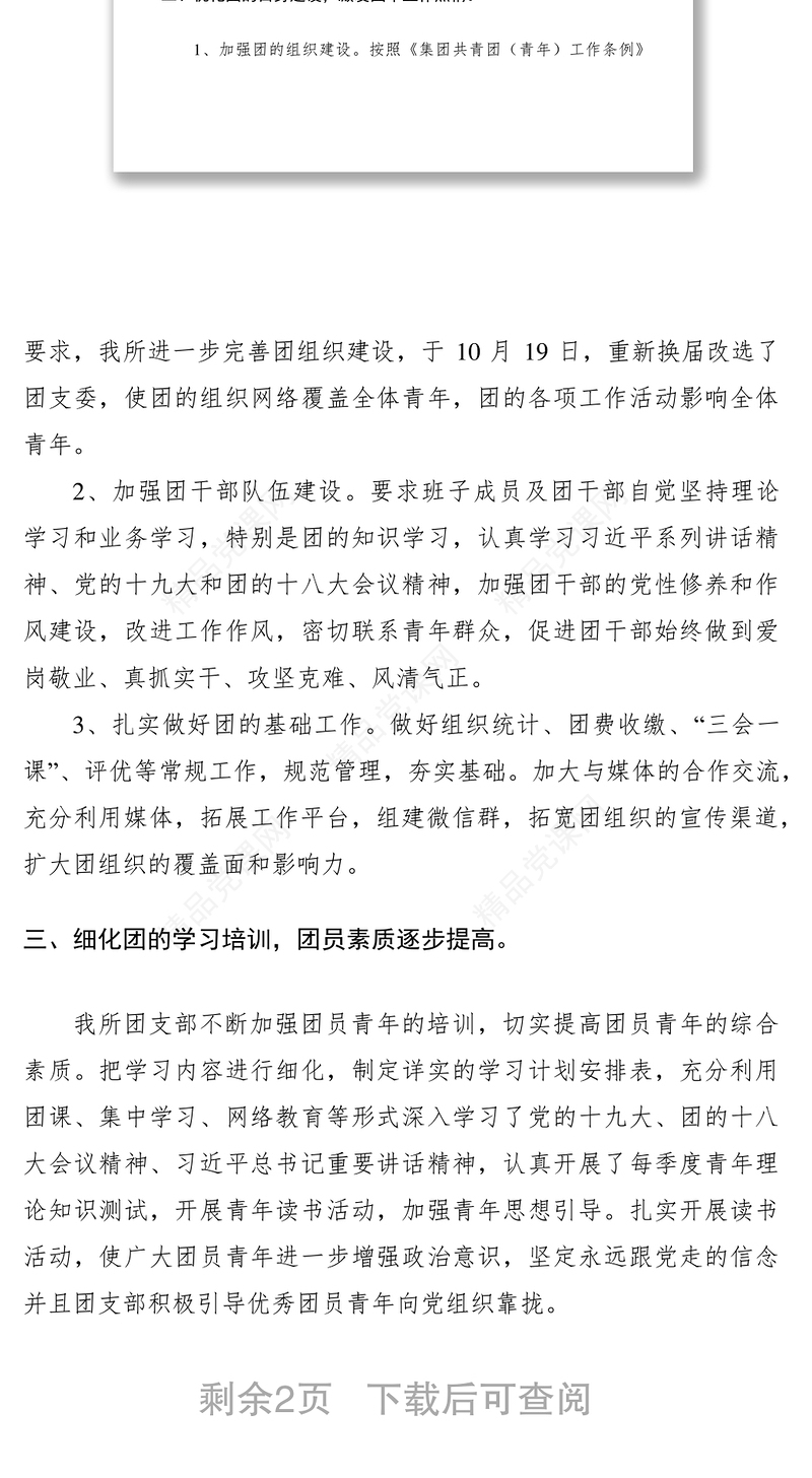 2021XXXX年团支部工作总结