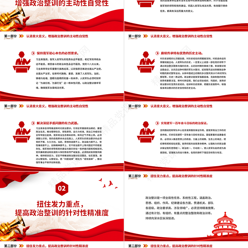 积极推动政治整训往深里走往实里落PPT党政风坚定不移推进军队政治整训课件