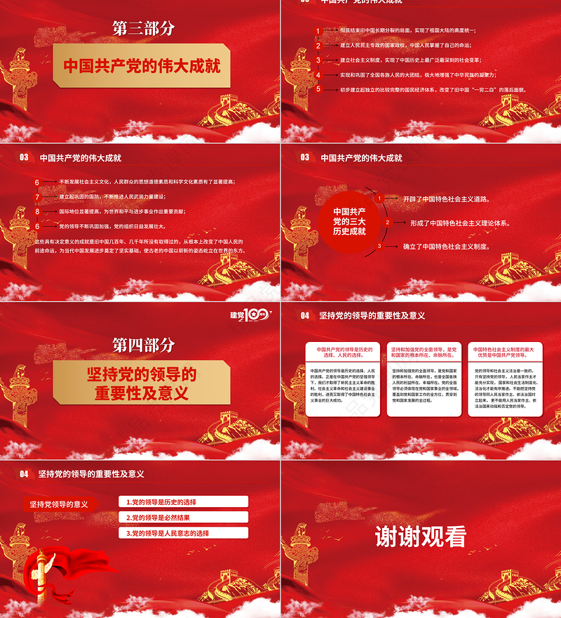 红色大气中国共产党的百年辉煌PPT