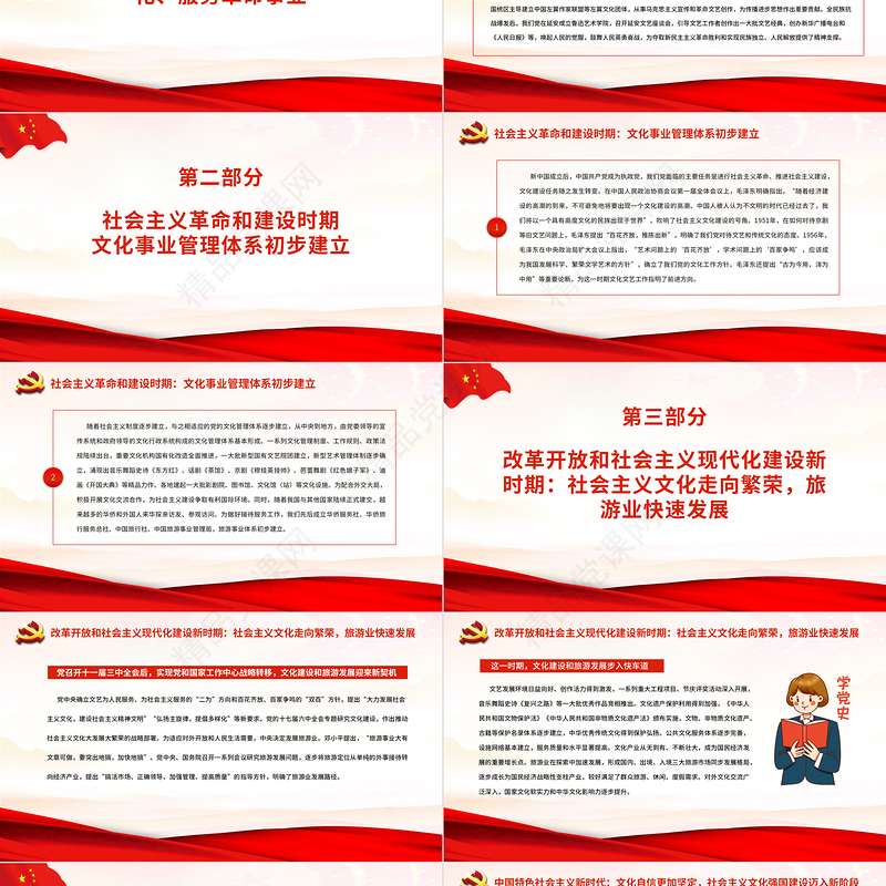 党领导文化工作的重大成就和历史经验PPT红色大气回顾百年来党领导文化工作的光辉历程专题党课课件