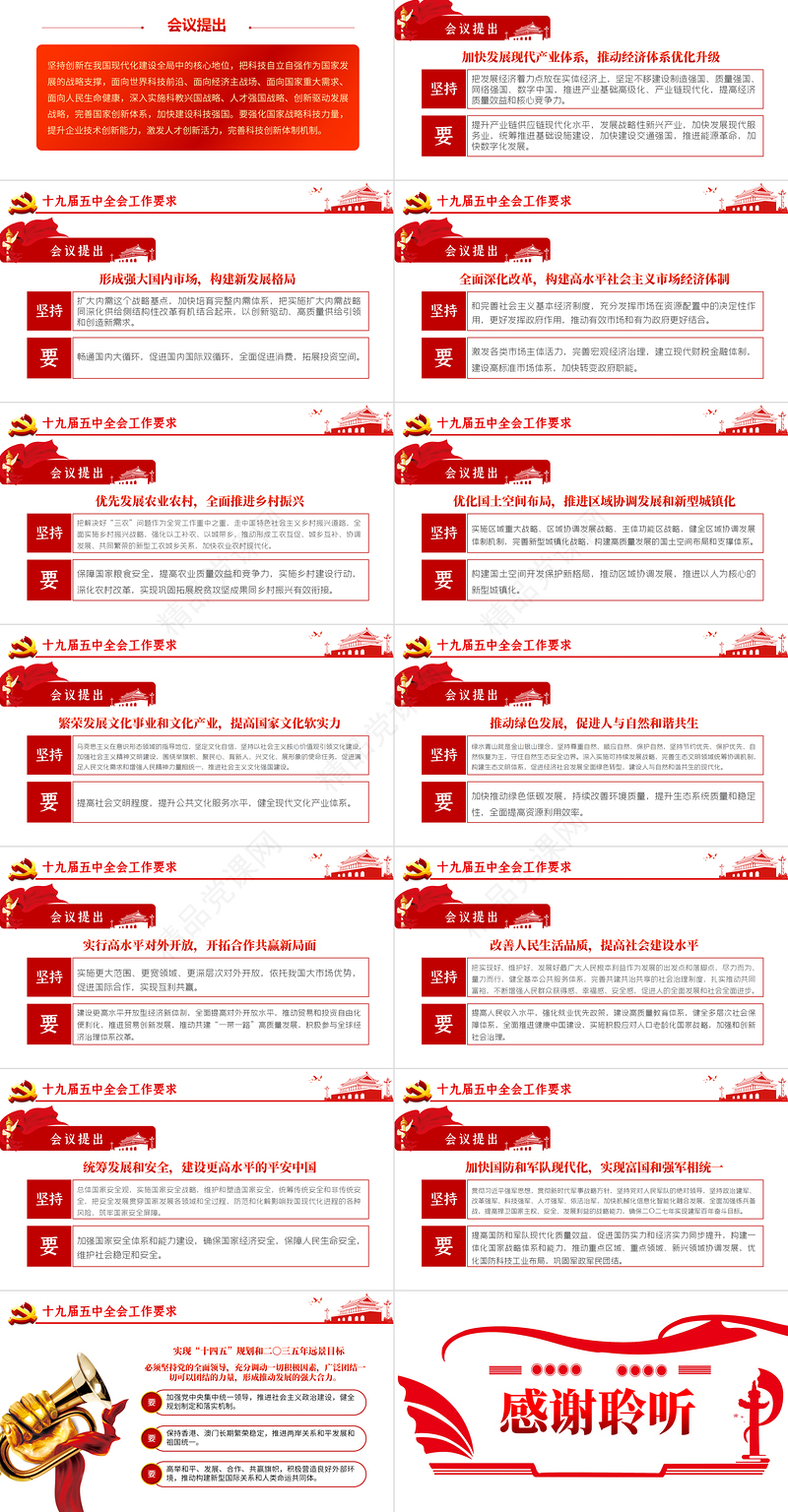 学习解读党的十九届五中全会公报专题党课PPT模板-含讲稿