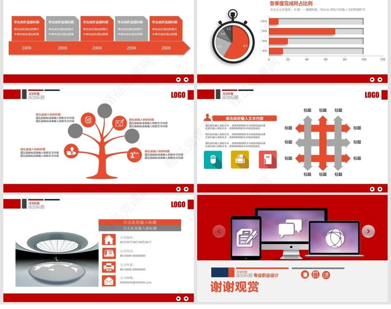 红色大气会议培训演讲PPT模板