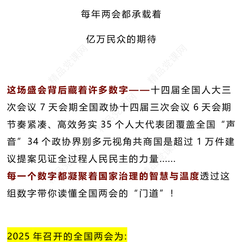 精品2025年数说全国两会知识点PPT下载(讲稿)