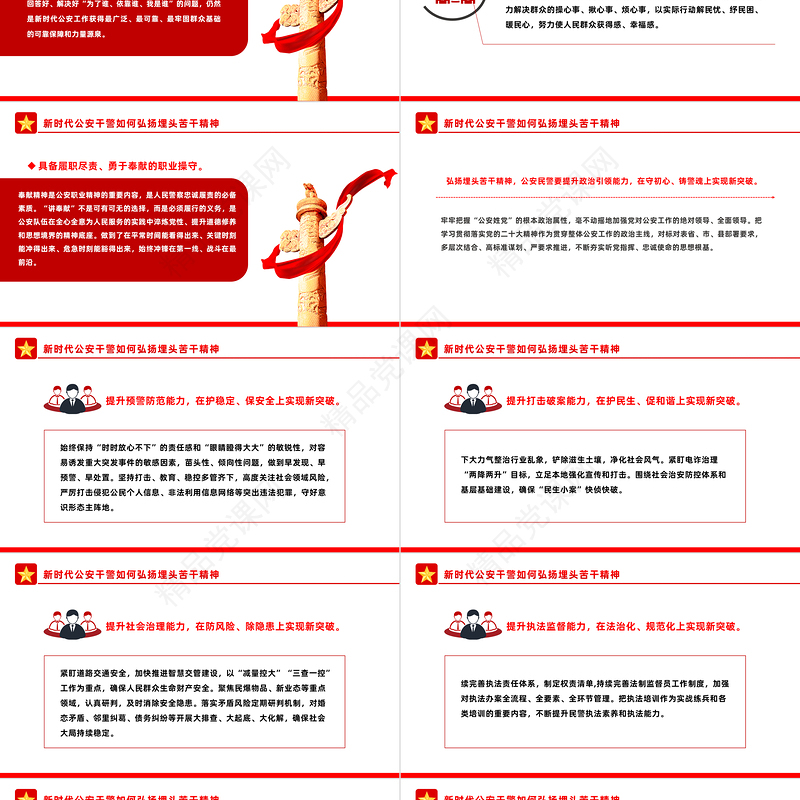 2024新时代公安干警如何弘扬埋头苦干精神PPT精美简洁公安系统党课下载