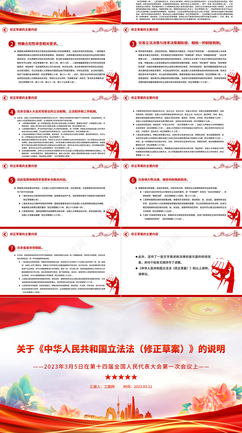 2023关于《中华人民共和国立法法（修正草案）》的说明PPT精美简洁国家立法制度学习课件