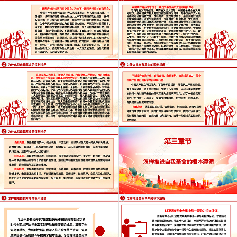 深入推进全面从严治党的行动纲领ppt大气简洁习近平总书记关于党的自我革命的重要思想微党课