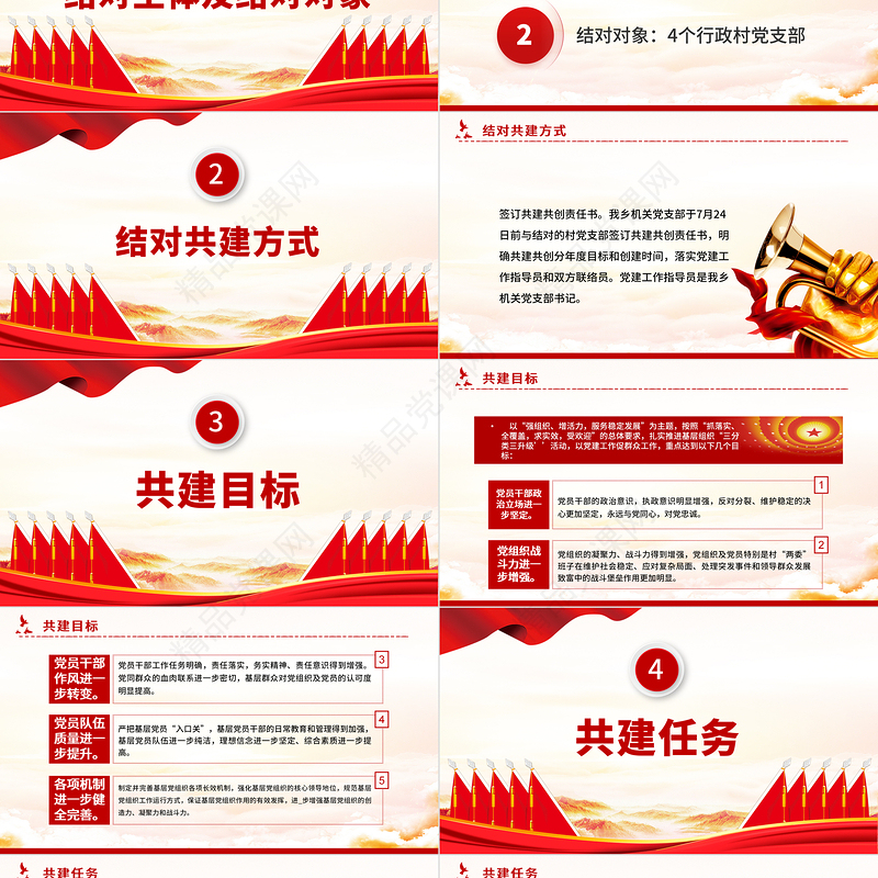 2022结对共建PPT简洁实用乡镇党支部结对共建活动方案党建专题课件下载