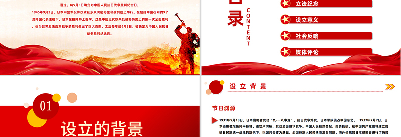 党政风纪念抗战胜利80周年PPT红色精美风中国人民抗日战争胜利纪念日课件