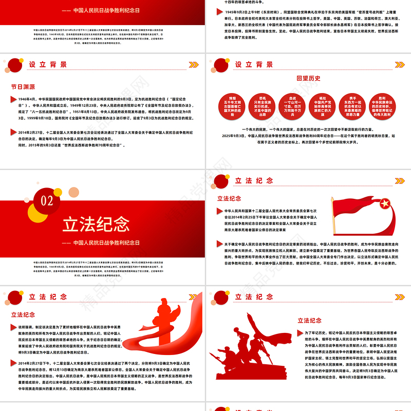 党政风纪念抗战胜利80周年PPT红色精美风中国人民抗日战争胜利纪念日课件